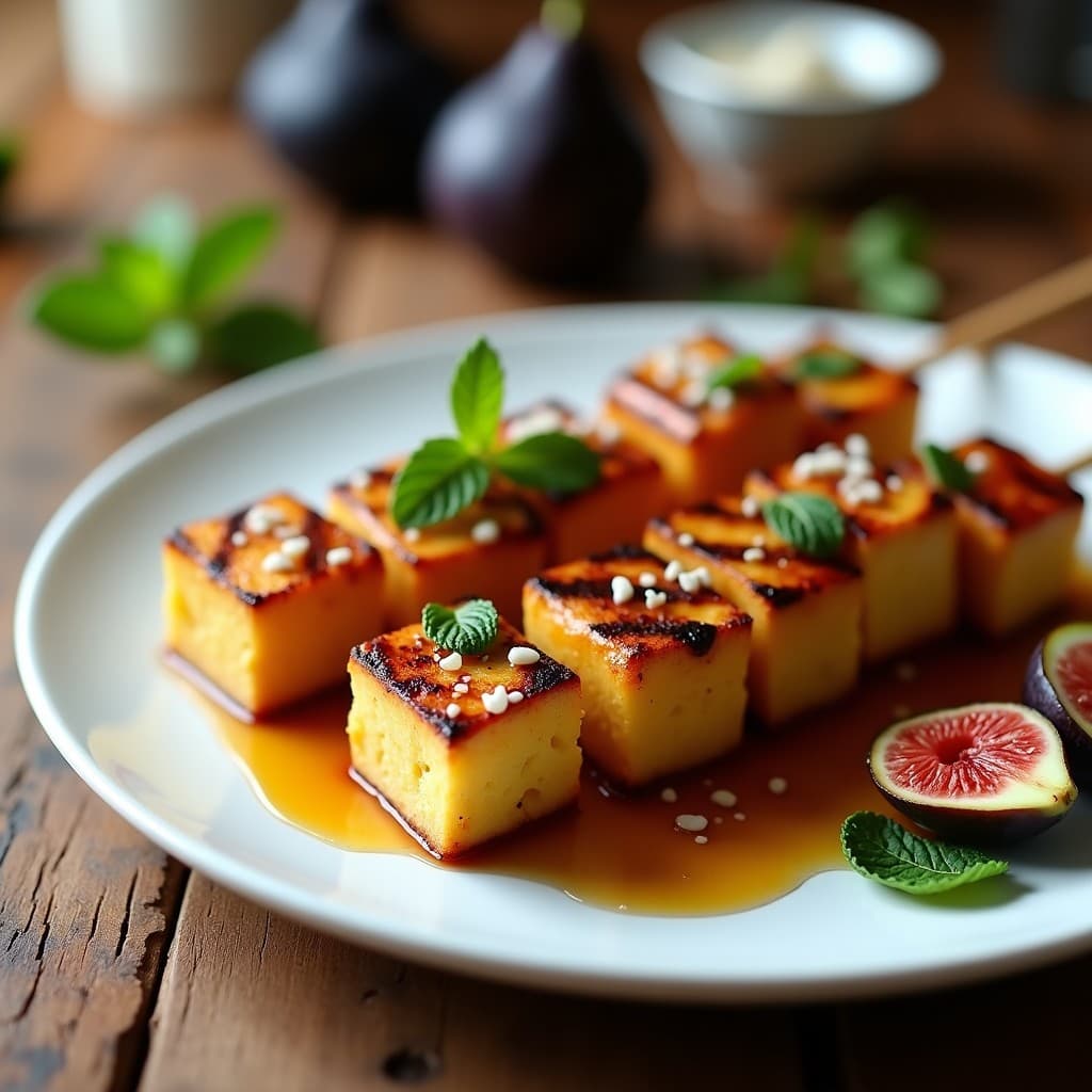 Brochetas de Halloumi y Higos con Miel de Granada: Receta Vegetariana Mediterránea en 10 Minutos