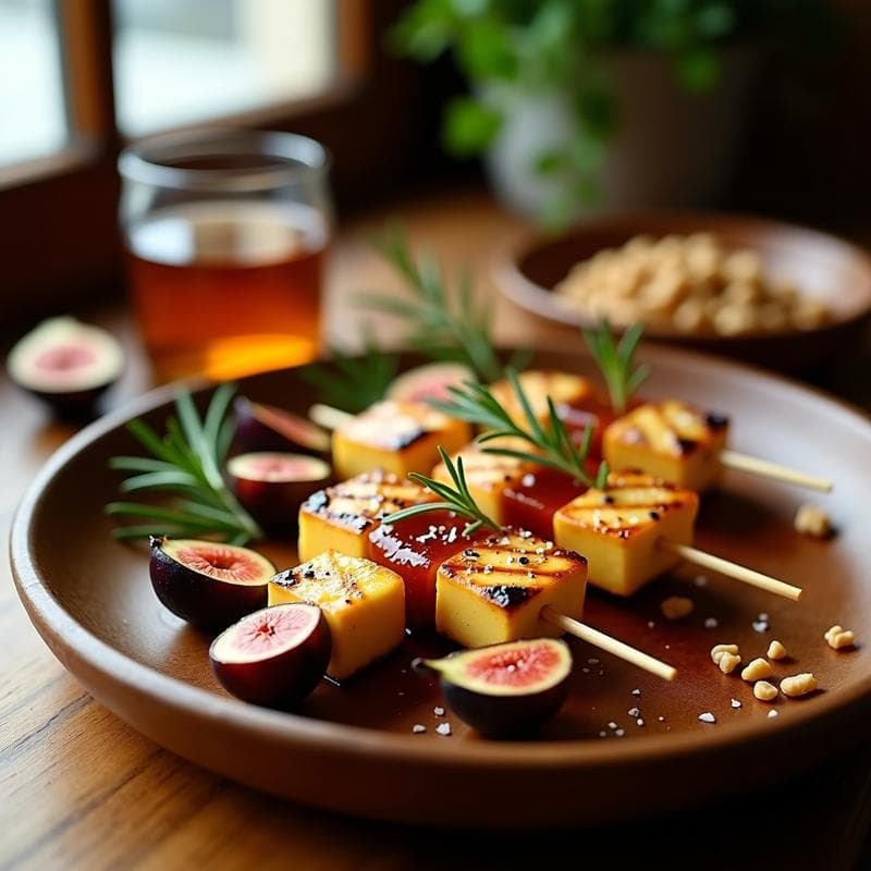 Brochetas de Halloumi y Higos con Miel de Romero: Entrante Chipriota a la Plancha