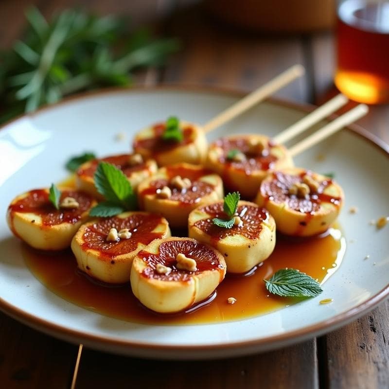 Brochetas de Halloumi y Higos con Reducción de Miel y Vinagre Balsámico: Entrante Griega en 10 Minutos