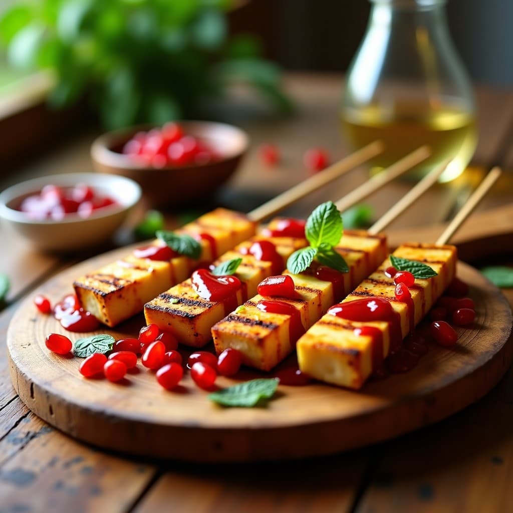 Brochetas de Halloumi y Higuitos con Salsa de Granado: Entrante Vegetariano al Grill