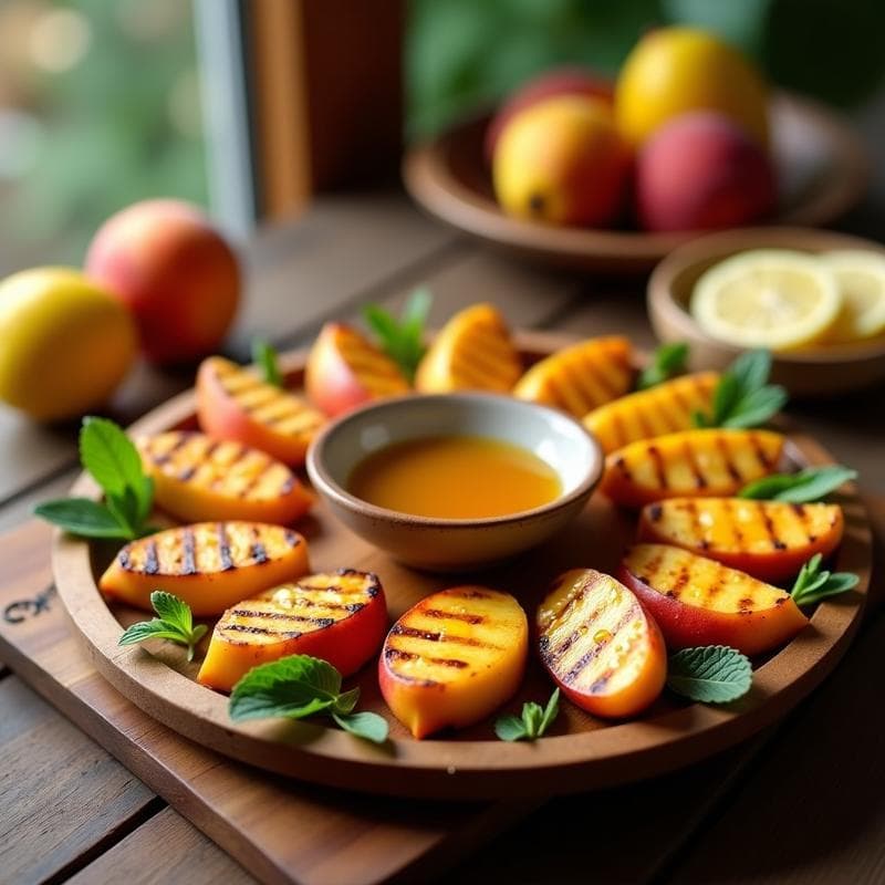 Brochetas de Halloumi y Melocotón: Receta Vegetariana al Grill con Salsa de Miel y Limón