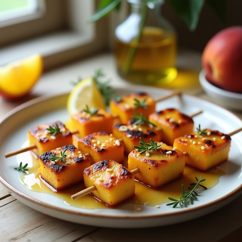 Brochetas de Halloumi y Melocotón con Miel de Tomillo: Entrante Griego en Airfryer