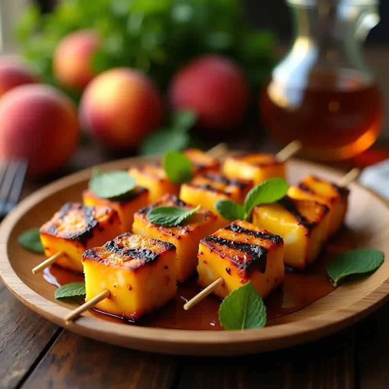 Brochetas de Halloumi y Melocotón a la Parrilla: Receta Chipriota Sin Gluten y Rápida