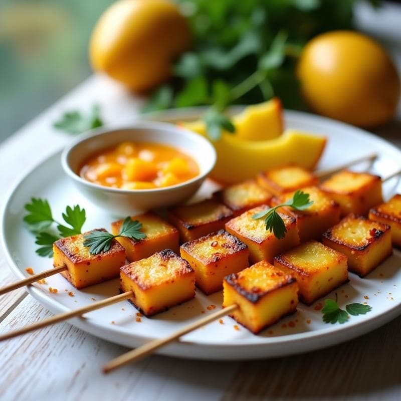 Brochetas de Halloumi y Piña con Salsa de Mango Habanero: Aperitivo Griego y Picante en Airfryer