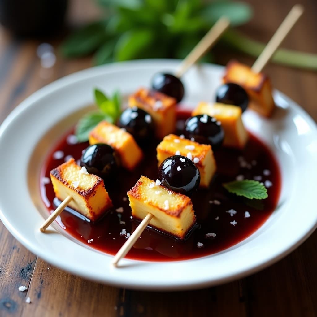 Brochetas de Halloumi y Uvas Negras con Reducción de Vino Porto: Entrante Gourmet en Airfryer