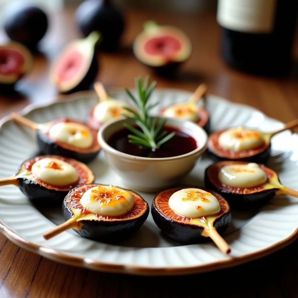 Brochetas de Higo Negro y Queso de Búfala: Receta Italiana en Airfryer con Salsa de Reducción de Vino