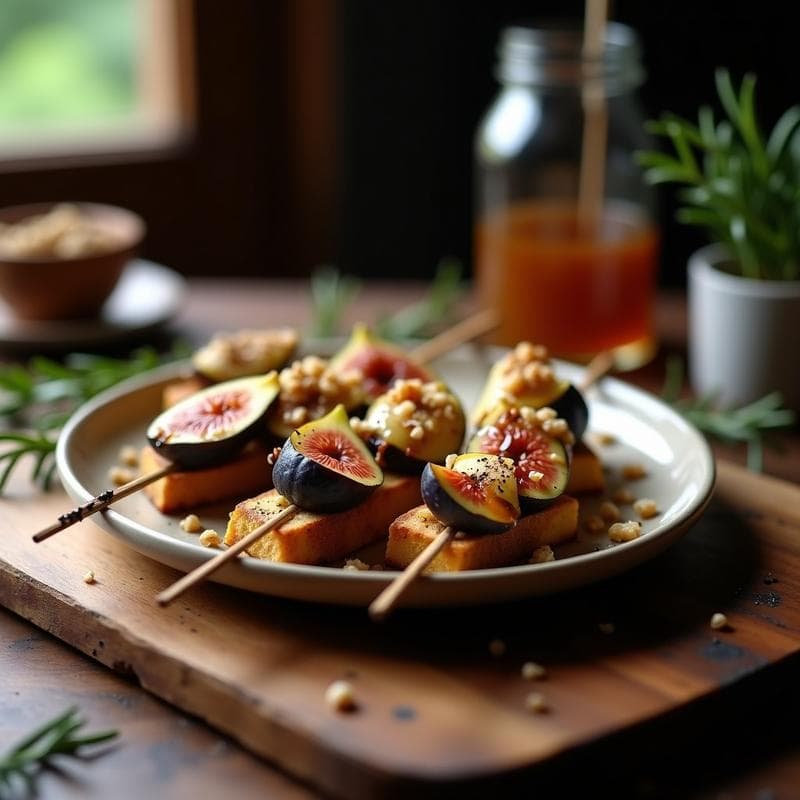 Brochetas de Higo y Queso Azul con Miel de Trufa: Receta de Postre Saludable a la Parrilla