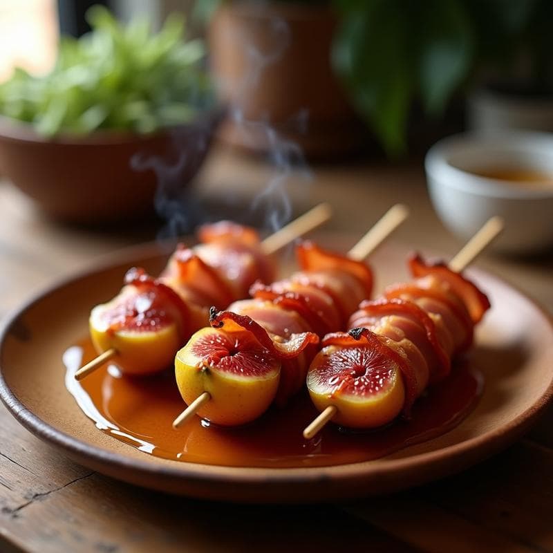 Brochetas de Higos y Bacón Ahumado con Sirope de Arce: Receta Canadiense en Airfryer