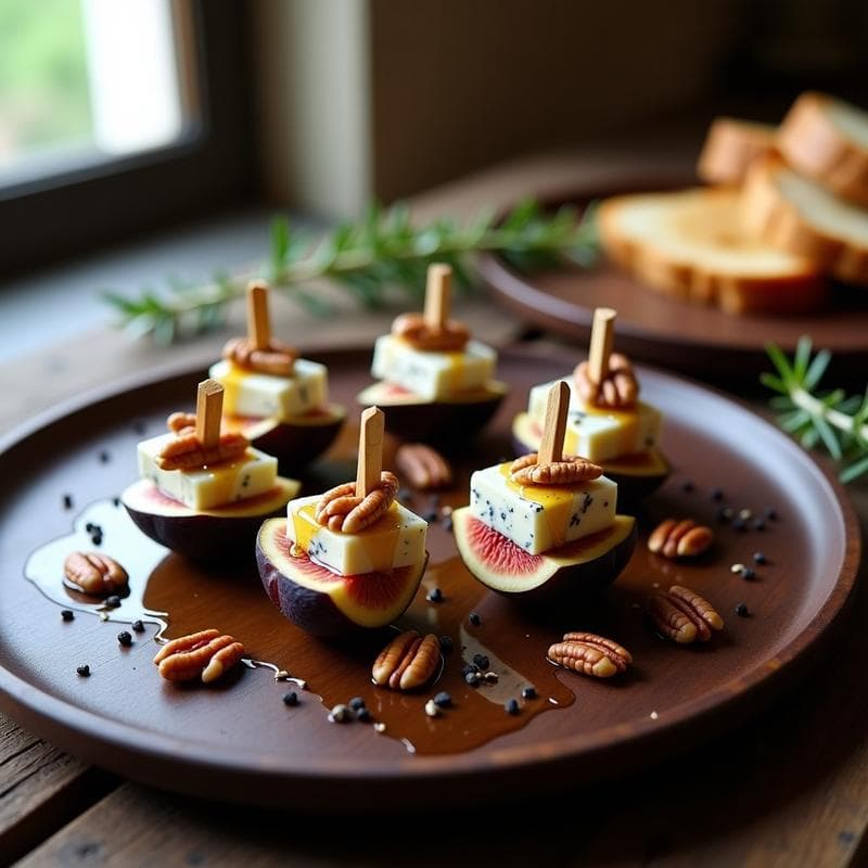 Brochetas de Higos Frescos y Blue Cheese con Miel: Aperitivo Gourmet en 10 Minutos