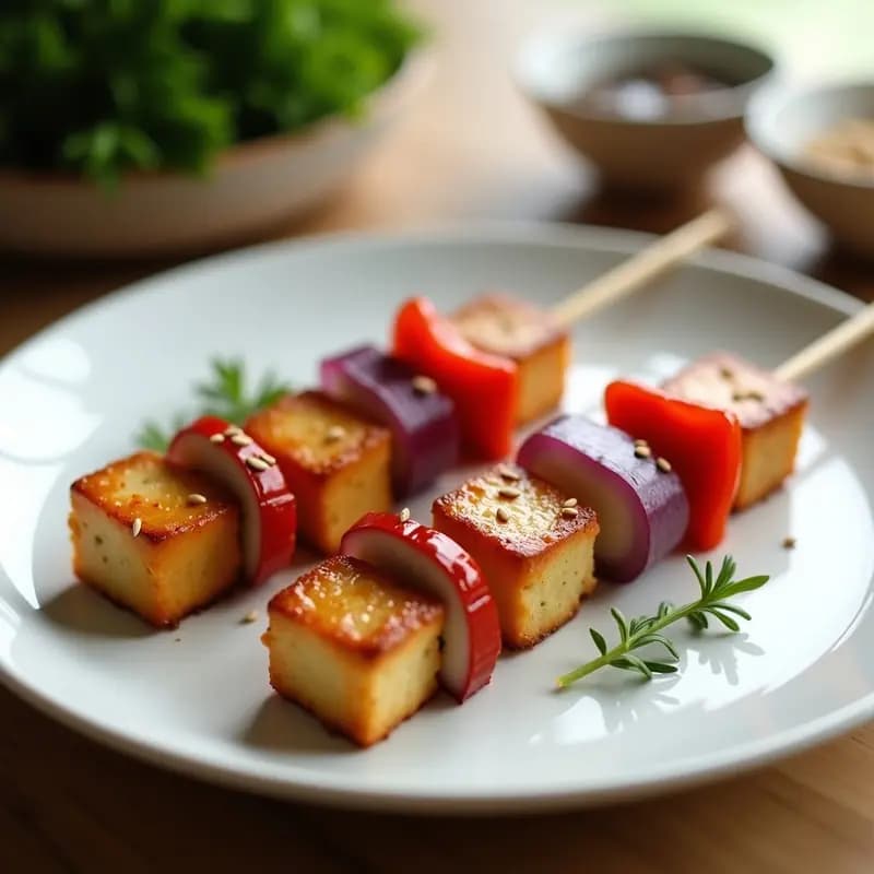 Brochetas de Hongo Reishi y Tofu: Receta China Antiinflamatoria en Airfryer