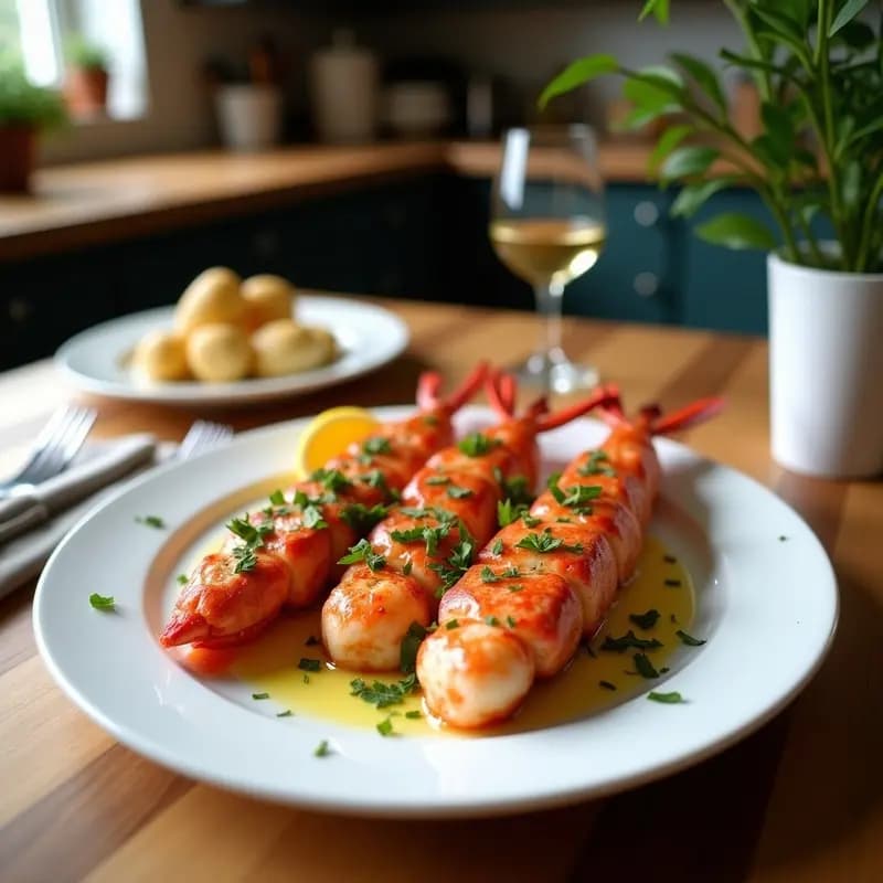 Brochetas de langosta con mantequilla de ajo y hierbas provenzales: Receta francesa gourmet en 20 minutos