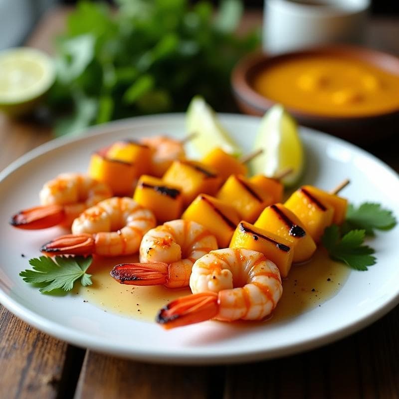 Brochetas de Langostino y Mango: Receta en Airfryer con Glaseado de Chile y Miel