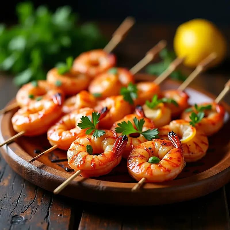 Brochetas de Langostinos al Ajillo con Limón y Perejil: Receta Española en Grill y Baja en Calorías