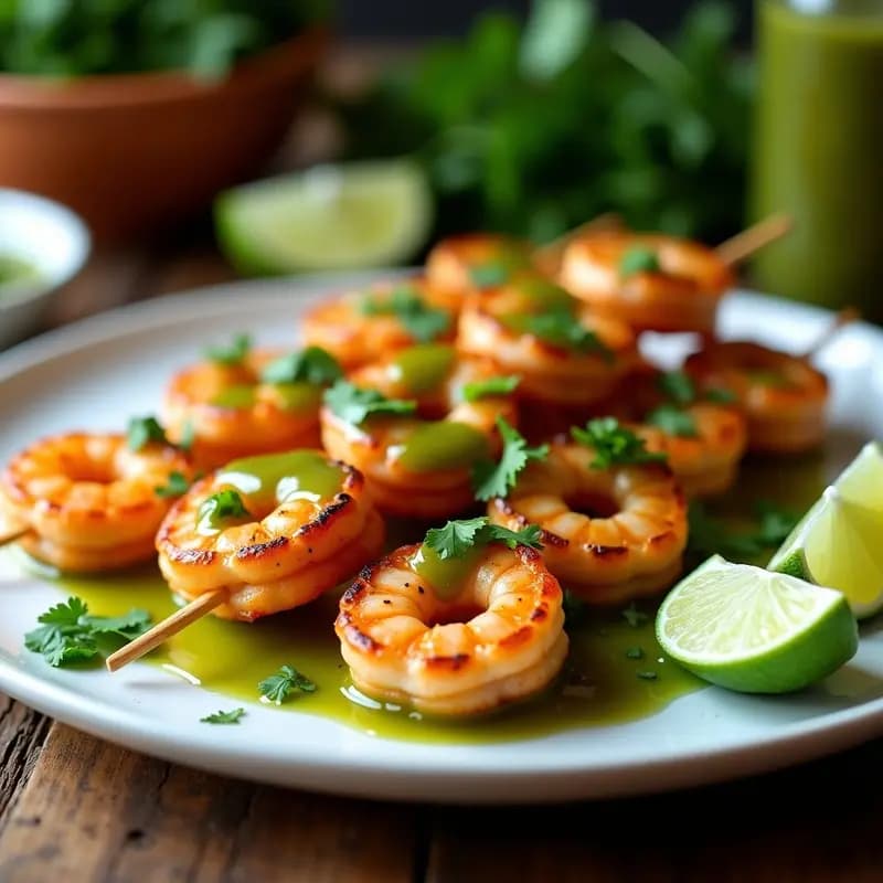 Brochetas de Langostinos al Ajillo con Mojo de Cilantro y Lima: Receta Criolla en Airfryer