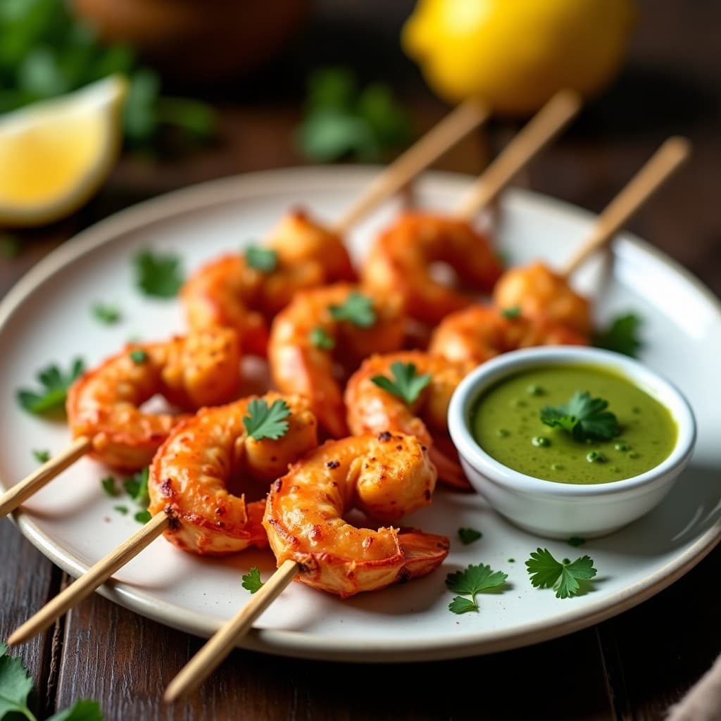 Brochetas de Langostinos al Ajillo con Mojo Verde: Receta Canaria en Airfryer y Baja en Calorías
