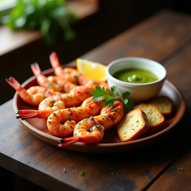 Brochetas de Langostinos al Ajillo con Mojo Verde Canario: Receta Española en Grill para Tupper