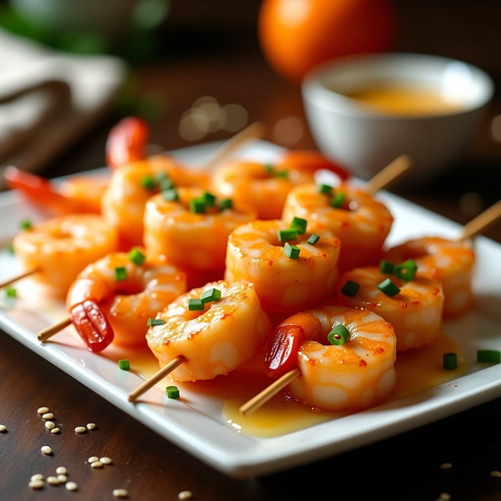 Brochetas de Langostinos y Litchi con Salsa de Cítricos: Receta Asiática en Airfryer Sin Aceite