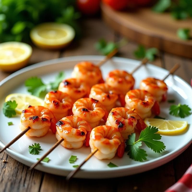 Brochetas de Langostinos con Marinada de Limón y Cilantro: Receta en Olla Express Rápida y Jugosa