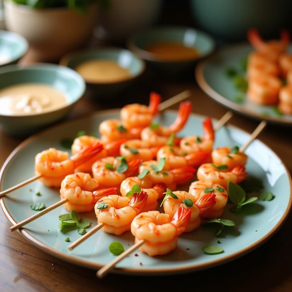 Brochetas de Langostinos y Melón Cantalupo con Salsa de Wasabi: Receta Fusion en Airfryer