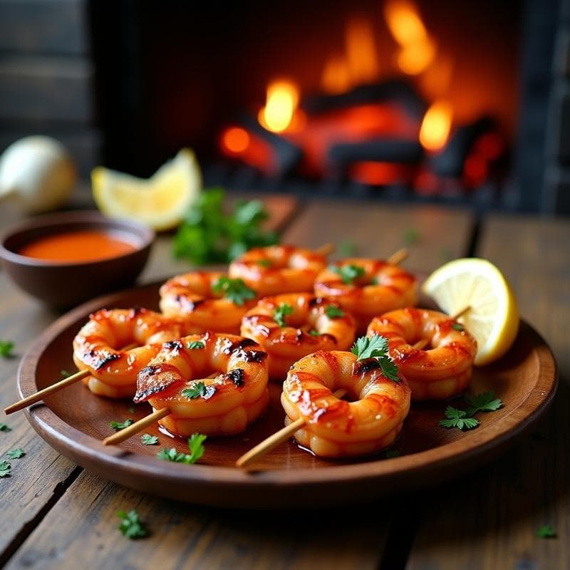 Brochetas de Langostinos al Mojo de Ajo y Pimentón: Receta Española en Grill con Toque Picante