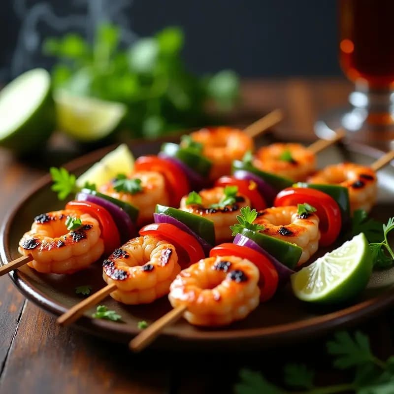 Brochetas de Langostinos con Mojo de Chile y Limón: Receta Mexicana en Grill