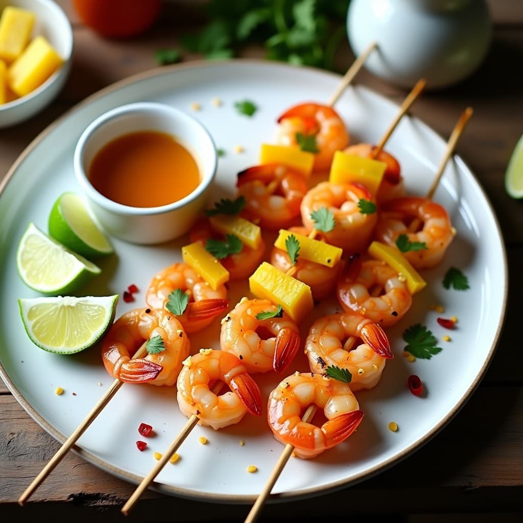 Brochetas de Langostinos y Piña con Salsa de Miel y Lima: Receta Tailandesa en Airfryer