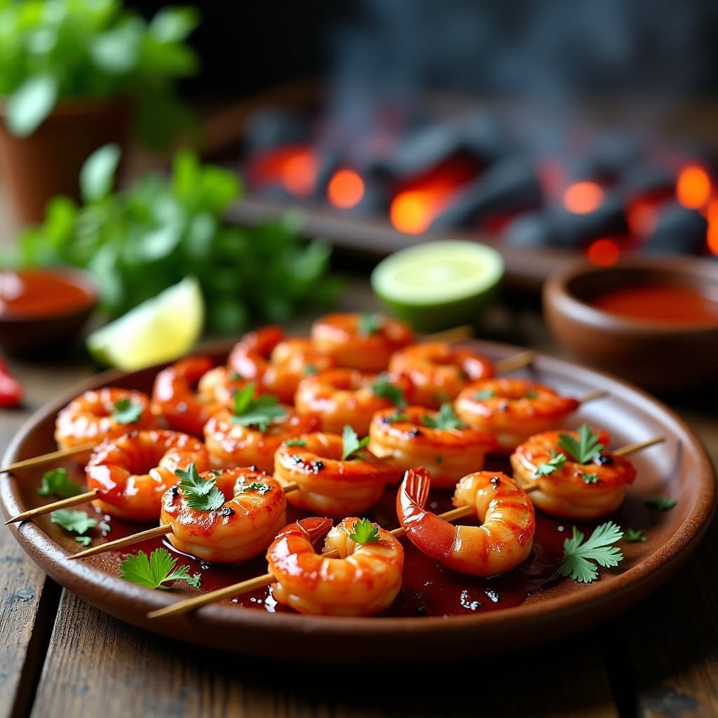 Brochetas de Langostinos con Marinada de Tamarindo y Chile de Árbol: Receta Oaxaqueña en Grill