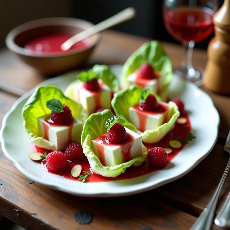 Brochetas de Corazón de Lechuga y Queso de Cabra con Vinagreta de Frambuesa: Entrante Francés Innovador