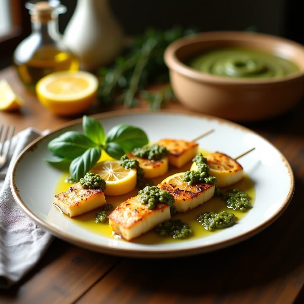 Brochetas de Lubina y Limón con Pesto de Alcachofas: Receta Mediterránea en Airfryer