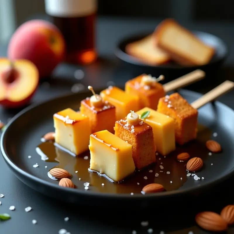 Brochetas de Melocotón y Foie Gras: Postre Salado Francés con Reducción de Oporto
