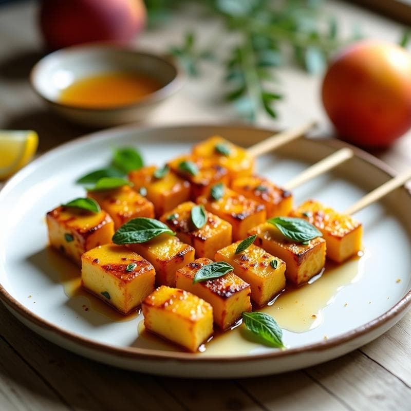 Brochetas de Melocotón y Queso Halloumi: Receta Griega en Airfryer con Toque Dulce-Salado