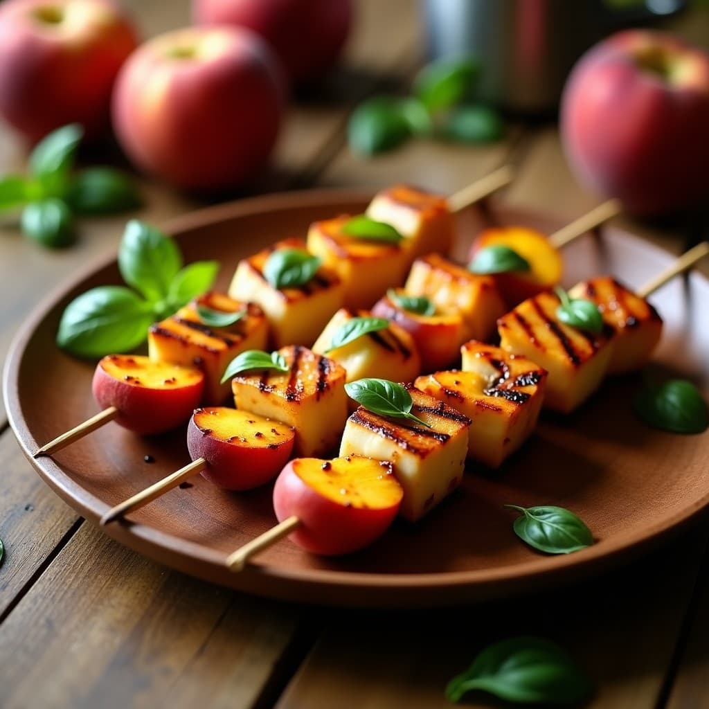 Brochetas de Melocotón y Mozzarella Ahumada: Receta Italiana en Airfryer con Miel de Trufa