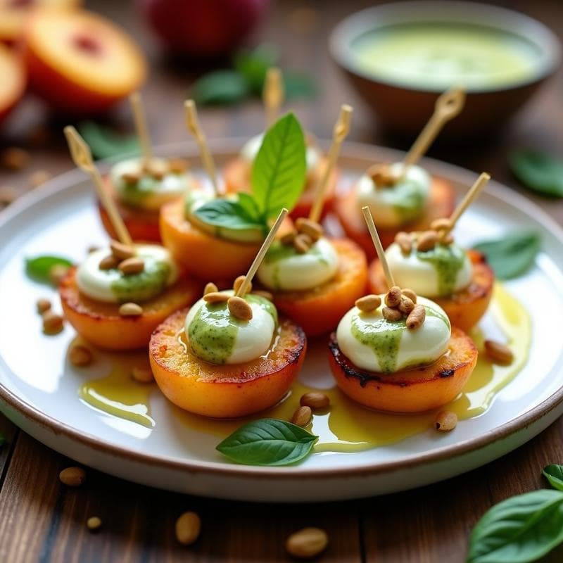 Brochetas de Melocotón y Mozzarella Fresca: Receta en Airfryer con Salsa de Albahaca y Aceite