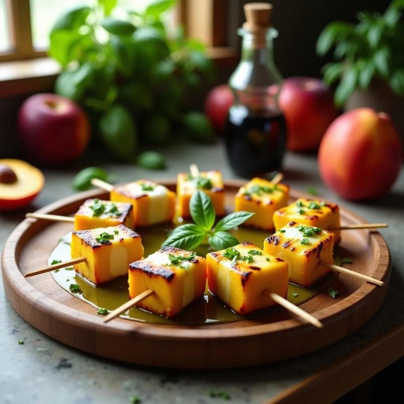 Brochetas de Melocotón y Mozzarella con Vinagreta de Albahaca: Receta Italiana Viral para BBQ