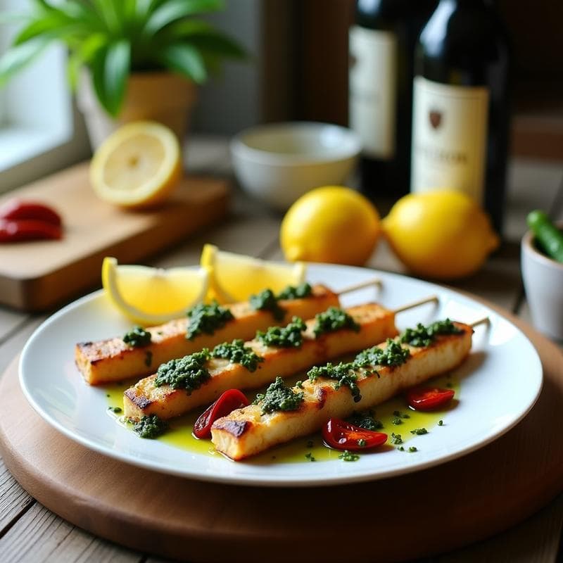 Brochetas de Merluza con Pesto de Algas y Limón: Receta Española Keto en Airfryer