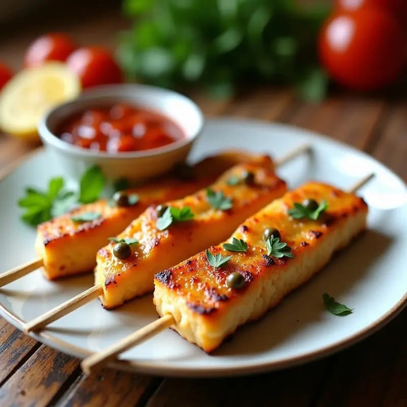 Brochetas de Merluza con Salsa de Marinera de Alcaparras: Receta Española en Airfryer Low Carb