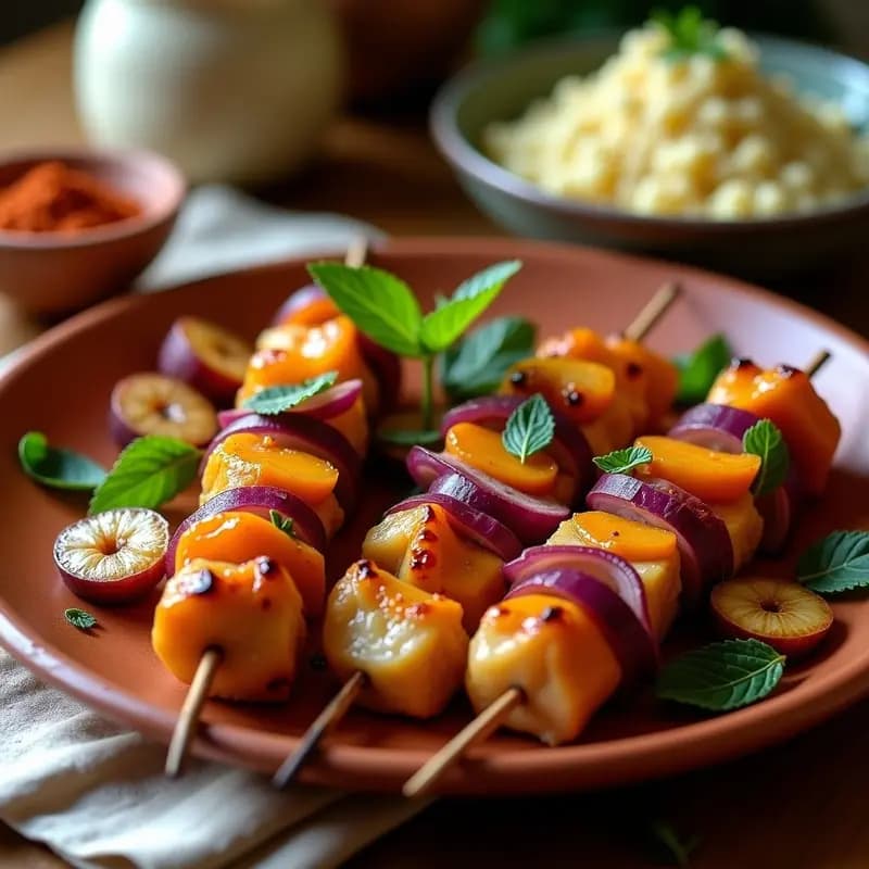 Brochetas Morunas de Pollo y Albaricoques con Ras el Hanout: Receta Norteafricana en Airfryer
