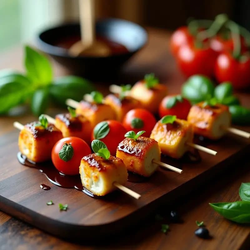 Brochetas de Mozzarella, Tomate Cherry y Albahaca: Aperitivo Caprese en Versión Mini