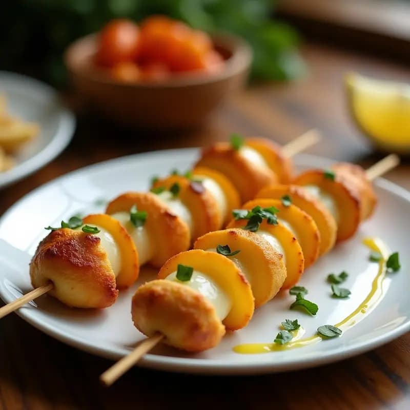 Brochetas de Corazón de Palmito y Mozzarella de Anacardo: Aperitivo Brasileño en Airfryer