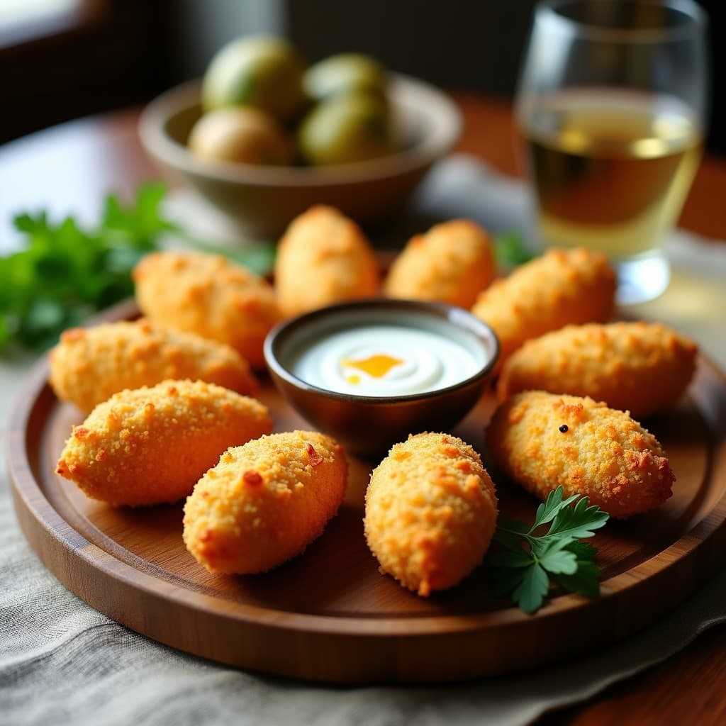 Brochetas de Corazón de Palmito y Provolone en Costra de Panko: Aperitivo Italo-Brasileño Crujiente