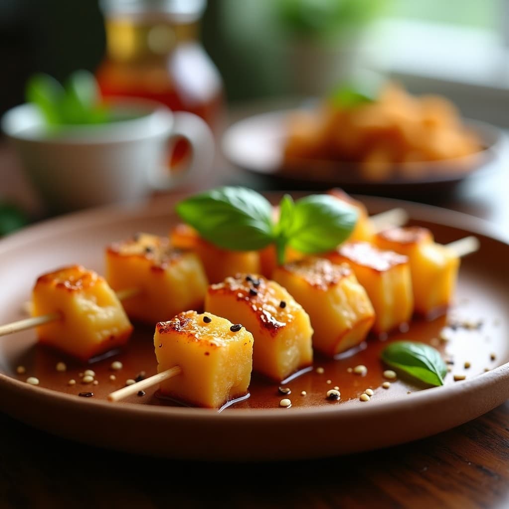 Brochetas de Corazones de Palmito y Queso de Cabra: Receta Brasilera en Airfryer con Miel de Jabuticaba