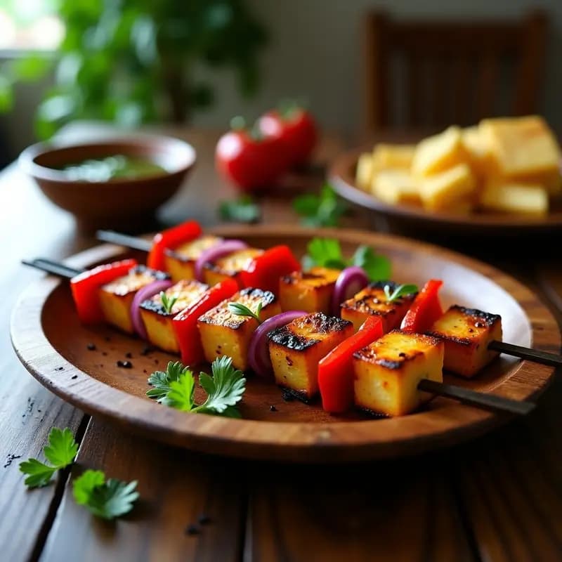 Brochetas de Corazón de Palmito y Tofu Ahumado: Aperitivo Brasilero en Grill