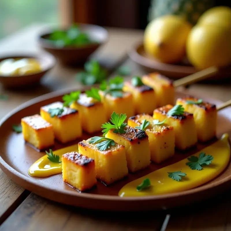 Brochetas de Pescado Blanco y Piña con Salsa de Cúrcuma: Receta Tailandesa Keto en Grill
