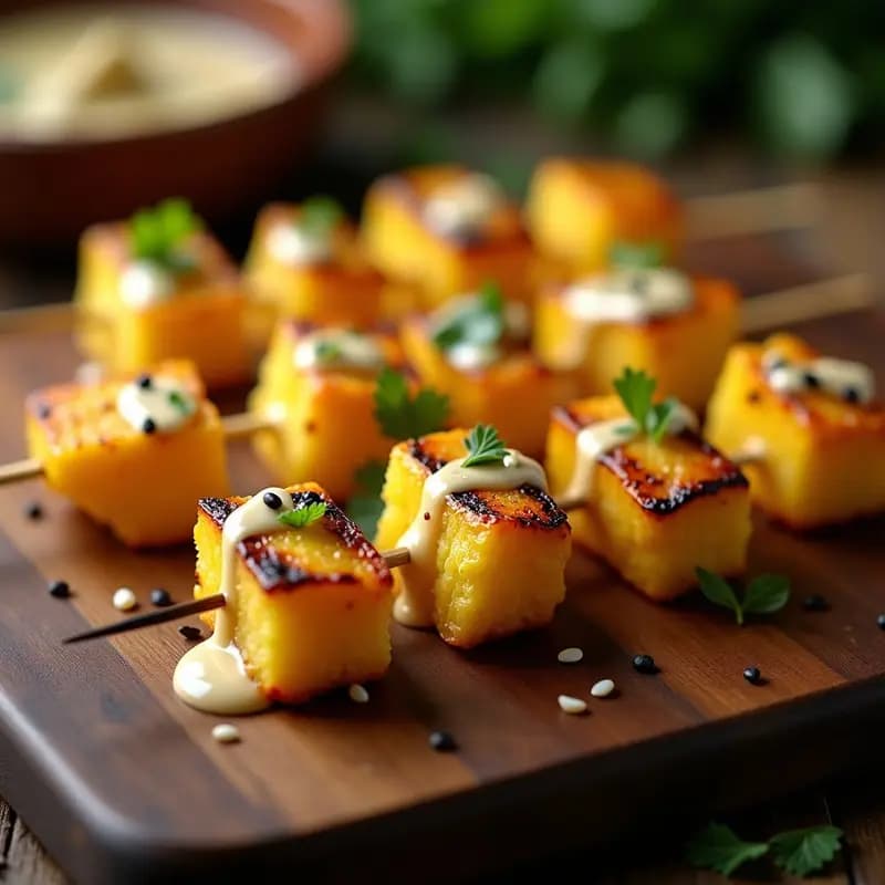 Brochetas de Piña Asada con Chile Tahín y Semillas de Sésamo: Postre o Entrante Tailandés