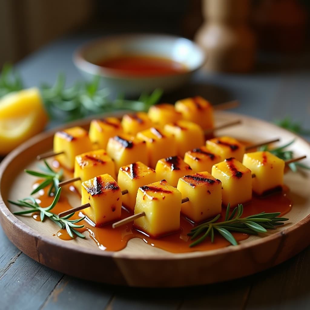 Brochetas de Piña Asada y Queso Manchego: Receta Española Dulce-Salada en Grill