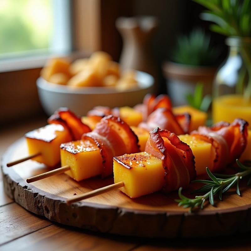 Brochetas de Piña Caramelizada y Bacon Ahumado: Aperitivo Dulce-Salado en Airfryer