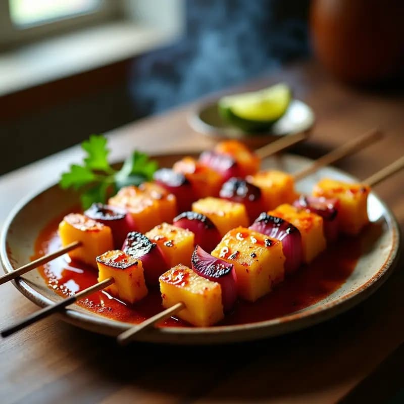 Brochetas de Piña y Camarón con Glaseado de Chile en Polvo: Receta Mexicana Dulce-Picante en Barbacoa