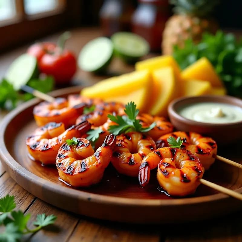 Brochetas de Piña y Camarones al Adobo: Receta al Grill en 20 Minutos con Toque Ahumado