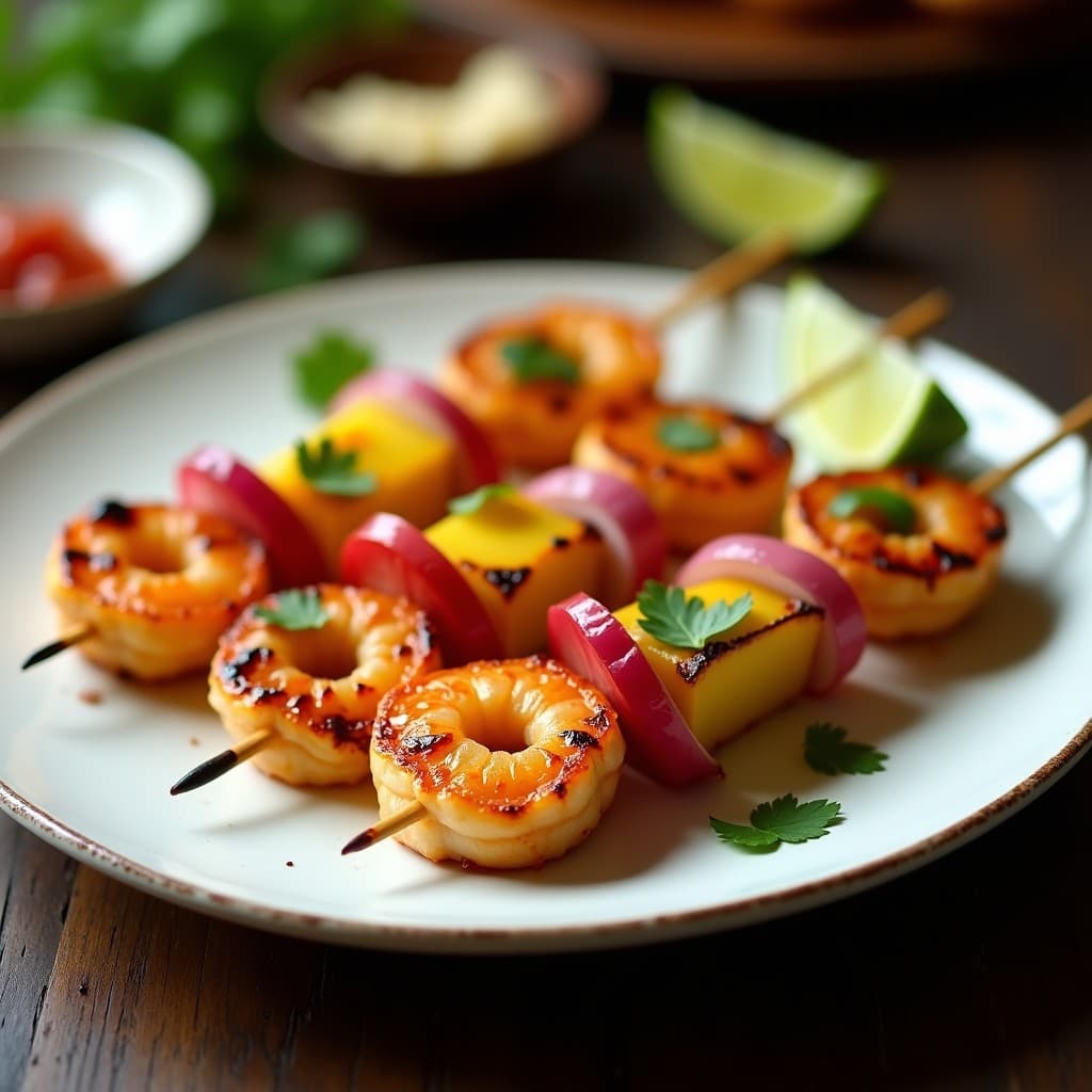 Brochetas de Piña y Camarones con Glaseado de Chipotle y Lima: Receta Mexicana en Airfryer