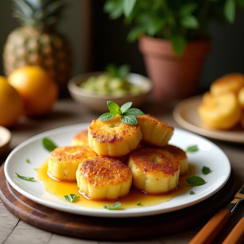 Brochetas de Piña Caramelizada y Queso de Búfala con Vinagreta de Albahaca: Entrante Italiano Gourmet
